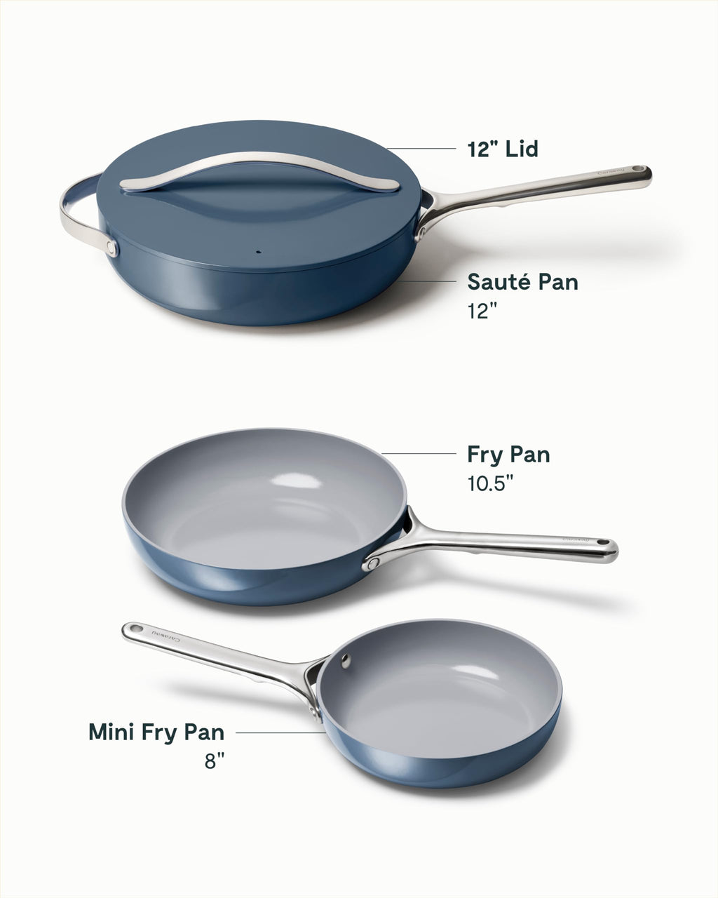 Caraway 4-Piece Fry Pan Set - Non-Stick Frying Pans (10.5 & 8) & Non-Stick Saut Pan - Non Toxic, PTFE & PFOA Free - Oven Safe & Compatible with