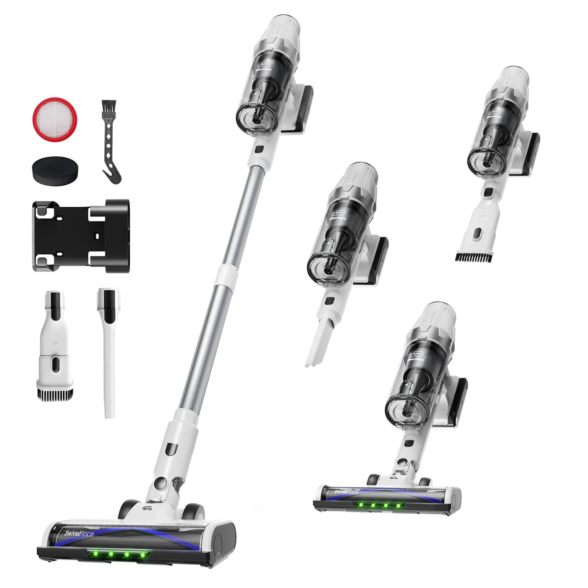 ElecKeys Cordless Vacuum Cleaner, 580W 48KPA 65Mins Vacuum Cleaners for Home, Self-Standing Anti-Tangle Vacuum with LED Display, Rechargeable