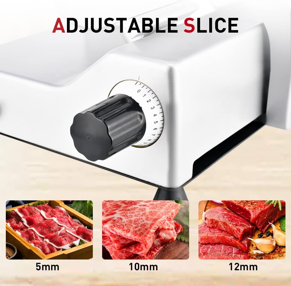 Meat Slicer10-inch 340W Home Use and for Commercial Electric Food Slicer with Chromium-plated Steel Blade and Built-in Sharpening Stone Easy to Clean