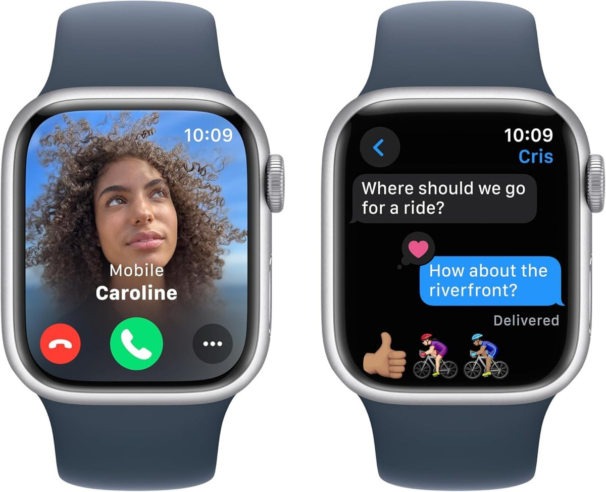 Apple Watch Series 9 [GPS 45mm] Midnight Aluminum Case with Midnight Sport Band M/L (Renewed)