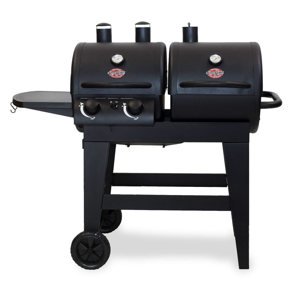 Char-Griller® Dual-Function 2-Burner 24,000 BTU Propane Gas and Charcoal Combination Grill and Smoker with 870 Cooking Square Inches in Black