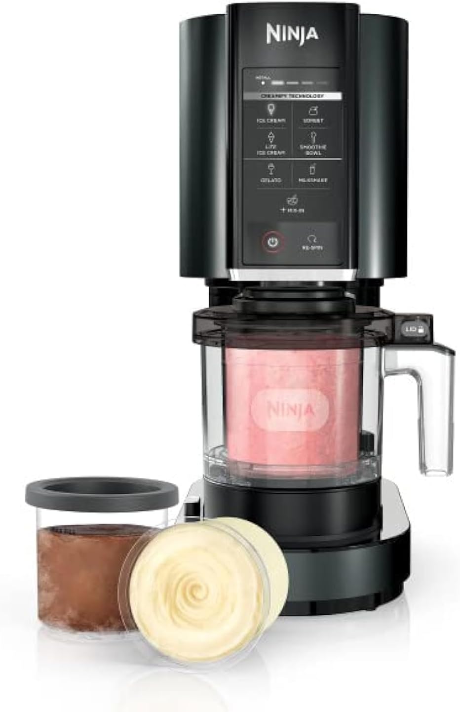 Ninja CREAMi Ice Cream, Sorbet, Milkshake Maker + 3 CREAMi Pints, Black