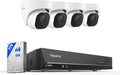 REOLINK 4K Security Camera System, 4pcs H.265 PoE Wired Turret Cameras with Person Vehicle Detection, 4K/8MP 8CH NVR with 2TB HDD for 24-7 Recording