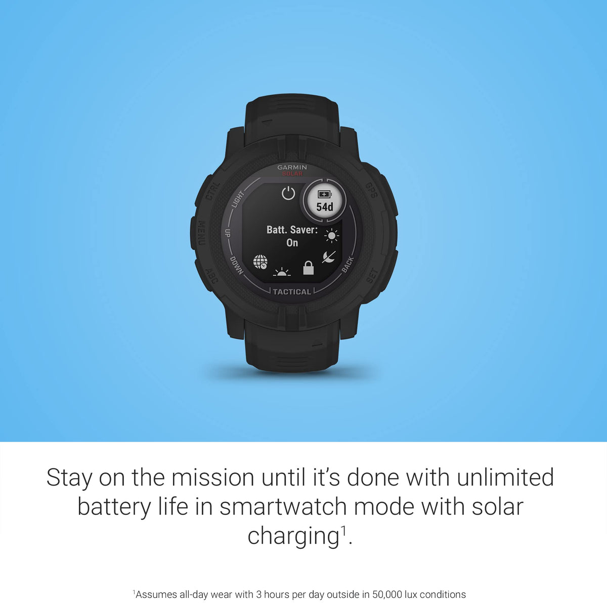 Garmin Instinct 2 Solar, Smaller-Sized Rugged Outdoor Watch with GPS, with Solar Charging Capabilities, Built for All Elements, Multi-GNSS Support