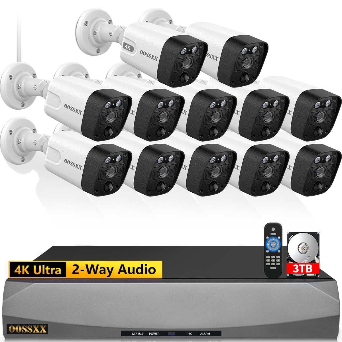 OOSSXX (4K/8.0 Megapixel & 130 Ultra Wide-Angle) 2-Way Audio PoE Outdoor Home Security Camera System Wired Outdoor Video Surveillance IP Cameras