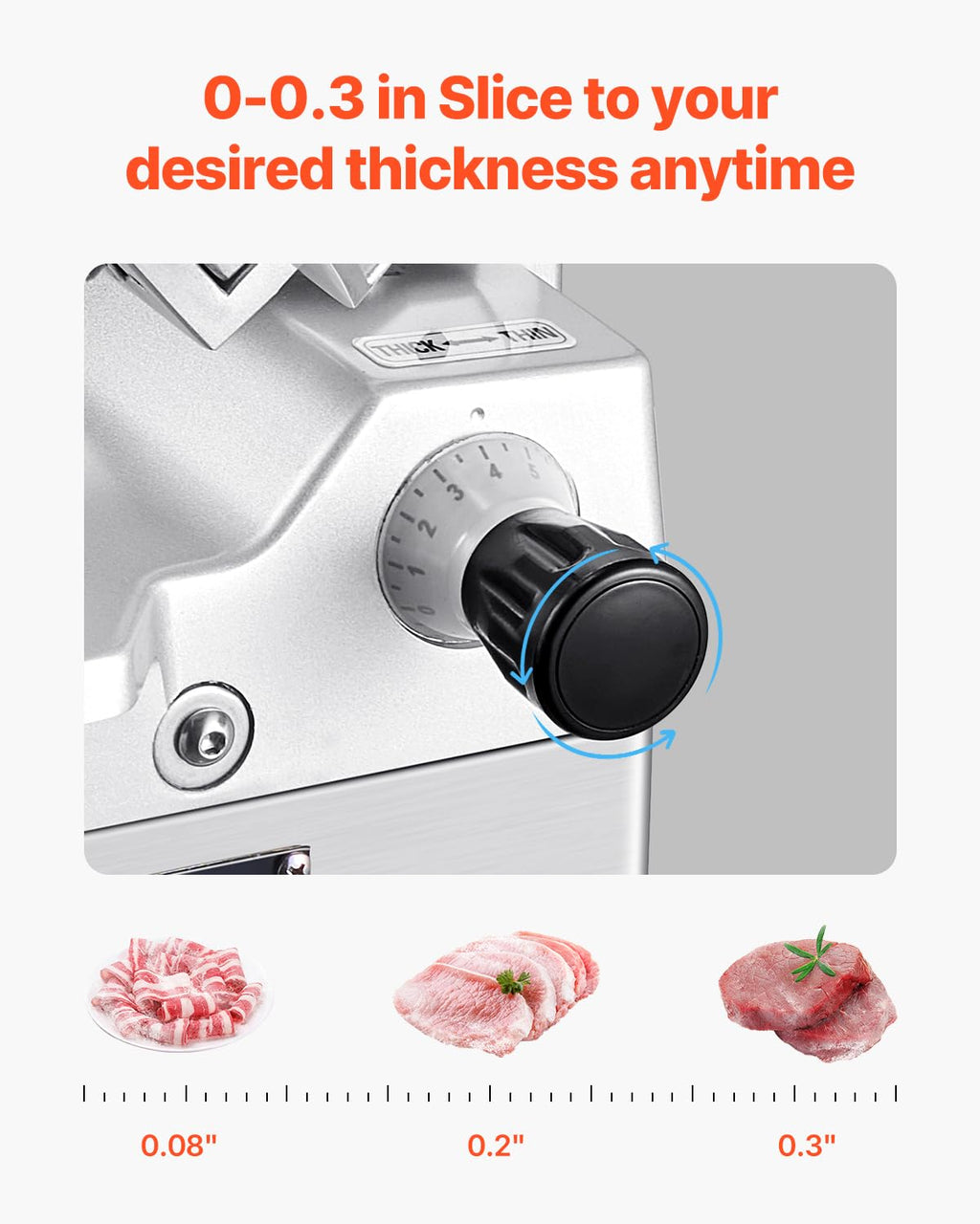 VEVOR Commercial Meat Slicer, 10 inch Electric Food Slicer, 240W Frozen Meat Deli Slicer, Premium Chromium-plated Steel Blade Semi-Auto Meat Slicer