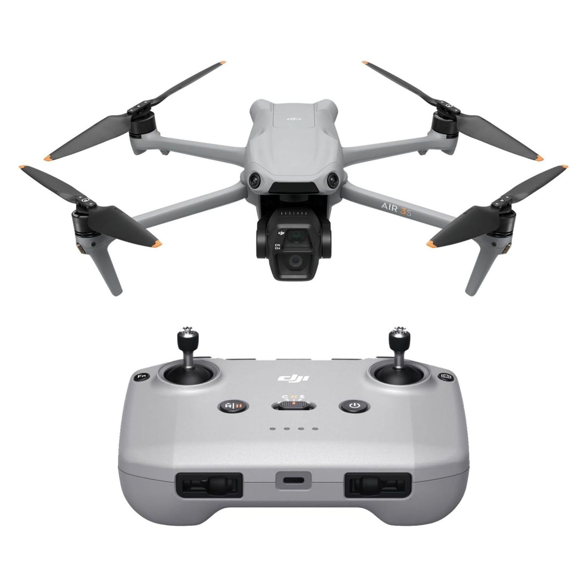 DJI Air 3S Fly More Combo (RC-N3), Drone with 1" CMOS Wide-Angle & Medium Tele Camera, 4K/60fps HDR Video, Nightscape Omnidirectional Obstacle
