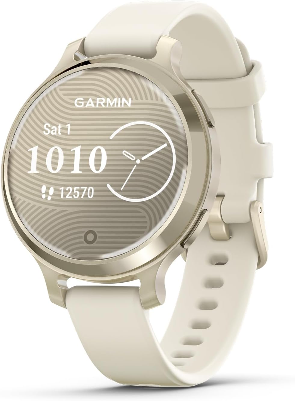 Garmin Lily® 2 Active, Small and Stylish Smartwatch, Built-in GPS, Hidden Display, Patterned Lens, Up to 9 Days Battery Life, Lunar Gold with