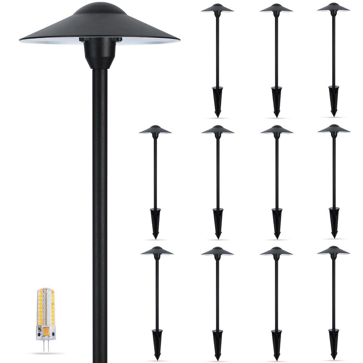 Gardencoin Low Voltage Pathway Lights (8.5'' Shade, 21.5'' Tall)12V Outdoor LED Landscape Path Lights Wired, Aluminum Pathway Lighting with 3W 2700K