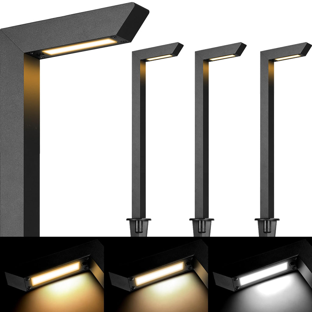 Gardencoin 3CCT LED Low Voltage Landscape Pathway Light, 12V Premium 3000K/4000K/5000K Selectable Path Lights Wired, Modern Walkway Lights Outdoor