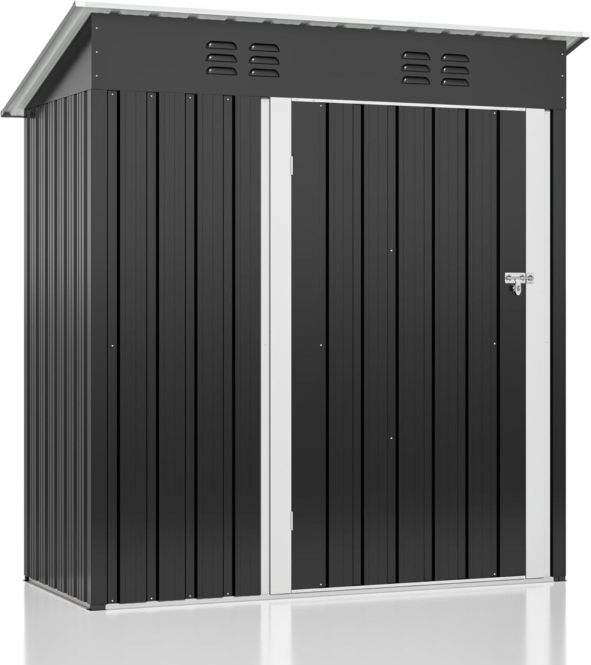 Polar Aurora 12x14 FT Outdoor Storage Shed, Garden Shed with Updated Frame Structure and Lockable Doors, Metal Tool Sheds for Backyard Garden Patio