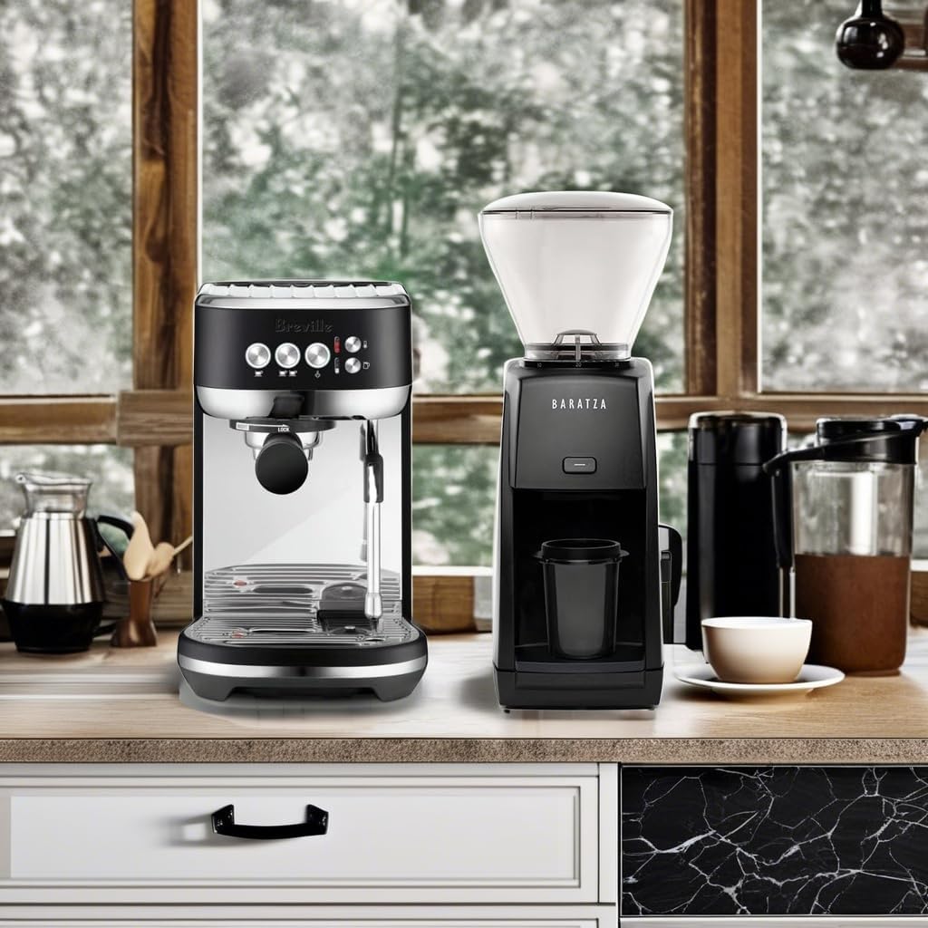 Breville Bambino Plus Espresso Machine Bundle w/ Baratza Encore ESP Espresso Grinder | Black | BEP501BTR1BNA1