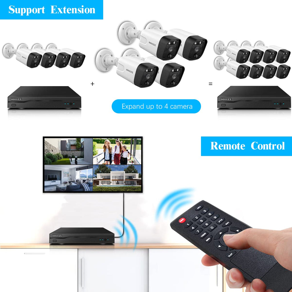 OOSSXX (4K/8.0 Megapixel & 130 Ultra Wide-Angle) 2-Way Audio PoE Outdoor Home Security Camera System Wired Outdoor Video Surveillance IP Cameras