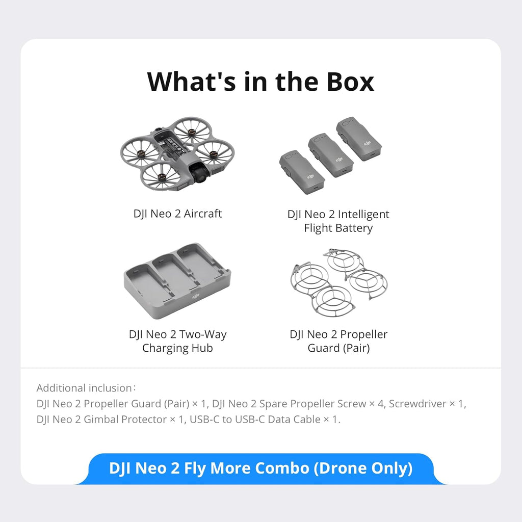 DJI Neo 2 Fly More Combo With RC-N3 Remote Controller, Stable Transmission With Digital Transceiver, 4K Drone for Beginners, 3 Batteries
