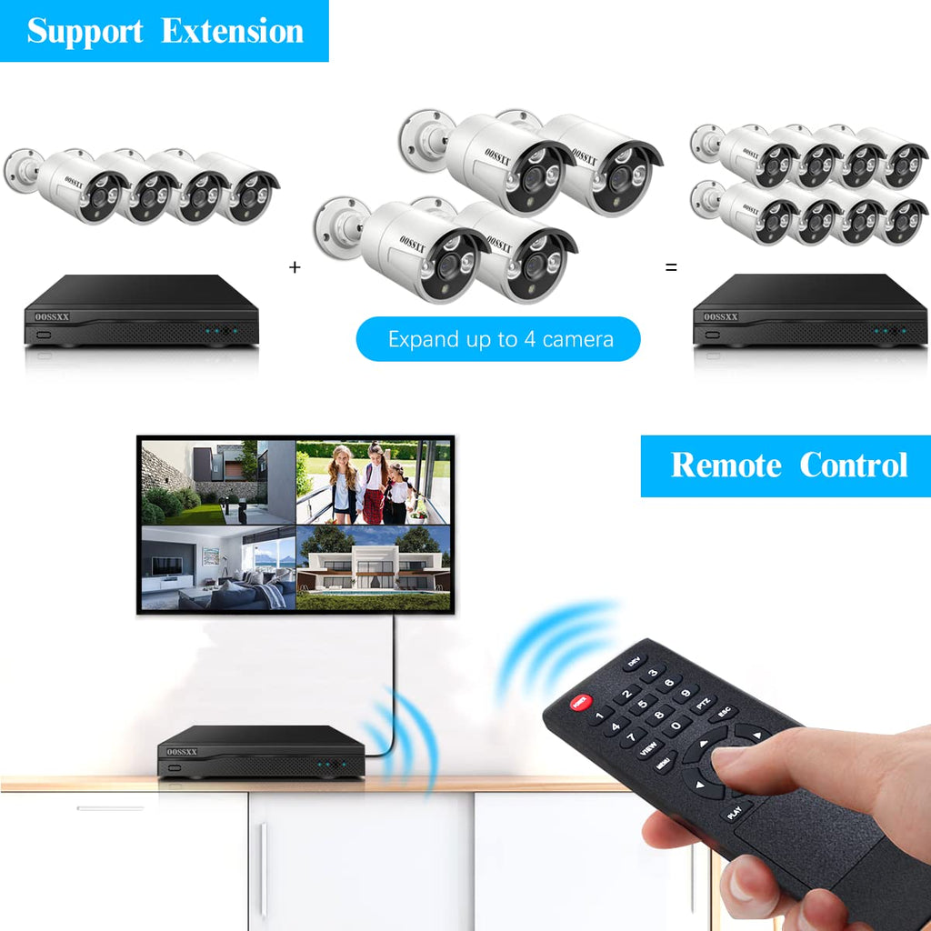OOSSXX (4K/8.0 Megapixel & 130 Ultra Wide-Angle) 2-Way Audio PoE Outdoor Home Security Camera System Wired Outdoor Video Surveillance IP Cameras