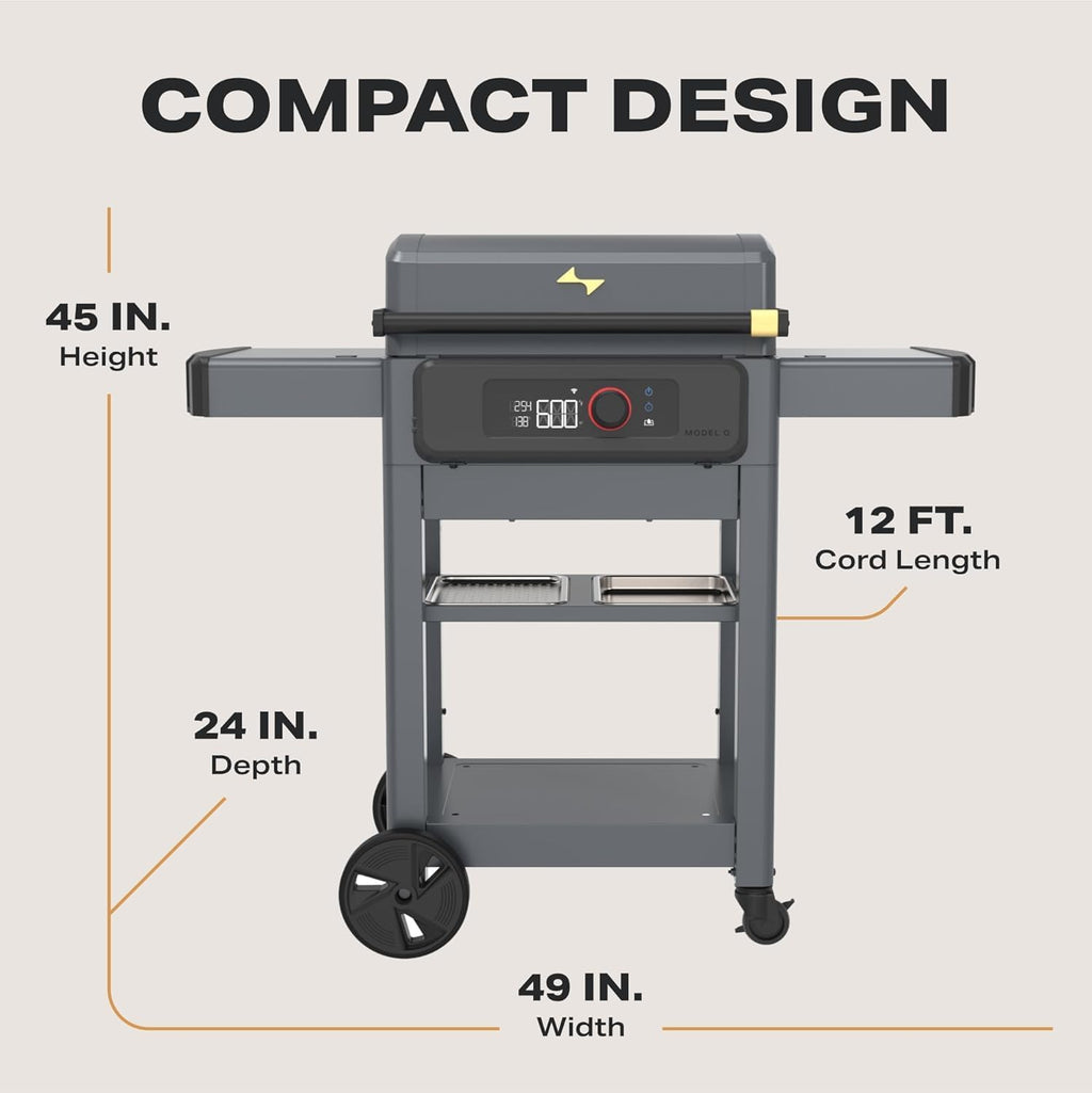 Current Model G Griddle, Smart Electric Outdoor Flat Top BBQ Grill with 200F to 600F Range for Searing & Roasting, Digital Precision, Apartment