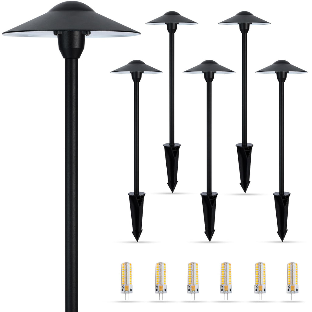 Gardencoin Low Voltage Pathway Lights (8.5'' Shade, 21.5'' Tall)12V Outdoor LED Landscape Path Lights Wired, Aluminum Pathway Lighting with 3W 2700K