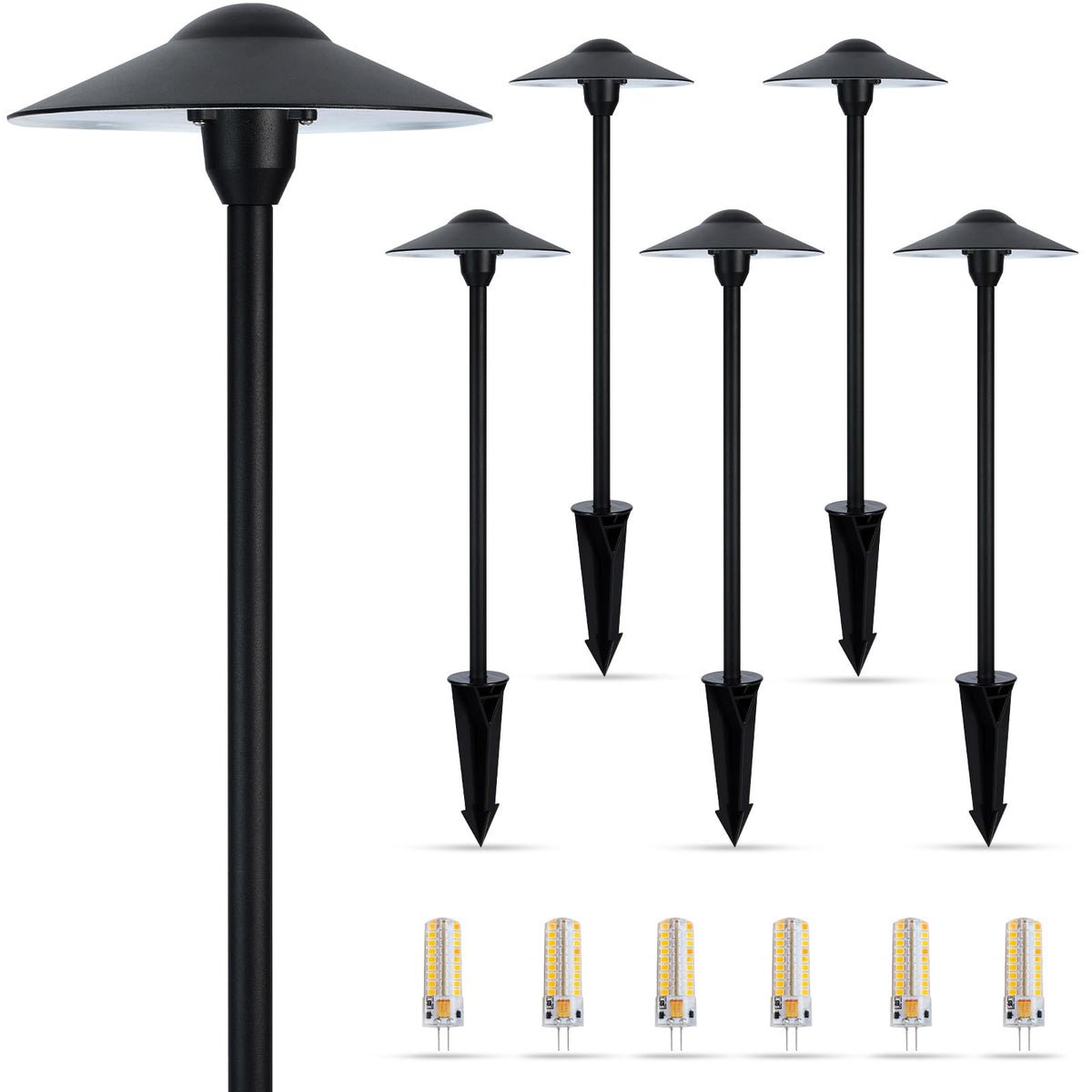 Gardencoin Low Voltage Pathway Lights (8.5'' Shade, 21.5'' Tall)12V Outdoor LED Landscape Path Lights Wired, Aluminum Pathway Lighting with 3W 2700K