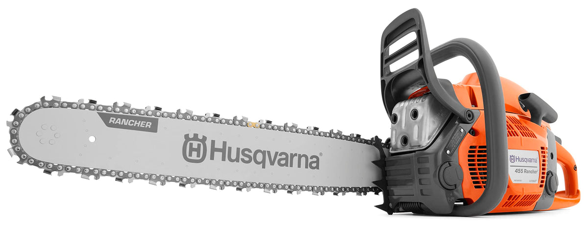Husqvarna 455 Rancher Gas Chainsaw, 55-cc 3.5-HP, 2-Cycle X-Torq Engine, 20 Inch Chainsaw with Automatic Oiler, For Wood Cutting, Tree Trimming and