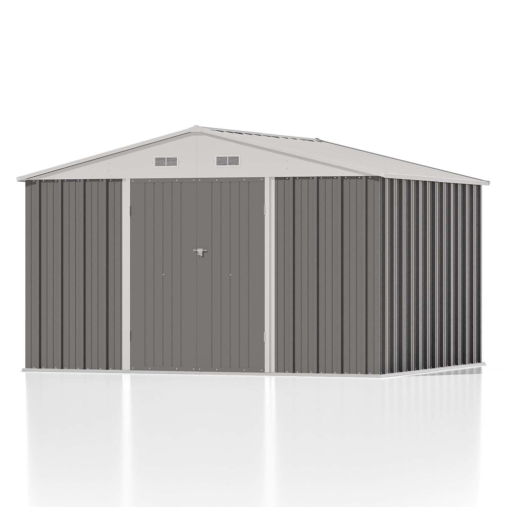 Patiowell 10 x 12 FT Metal Storage Shed for Outdoor, Steel Yard Shed with Design of Lockable Doors, Utility and Tool Storage for Garden, Backyard
