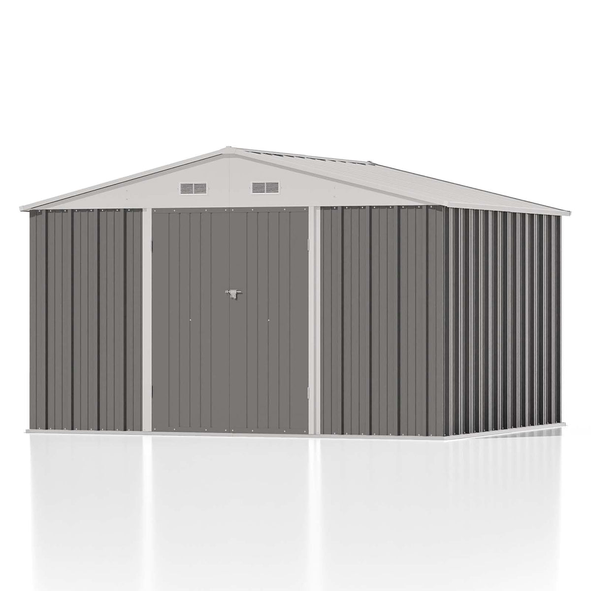 Patiowell 10 x 12 FT Metal Storage Shed for Outdoor, Steel Yard Shed with Design of Lockable Doors, Utility and Tool Storage for Garden, Backyard