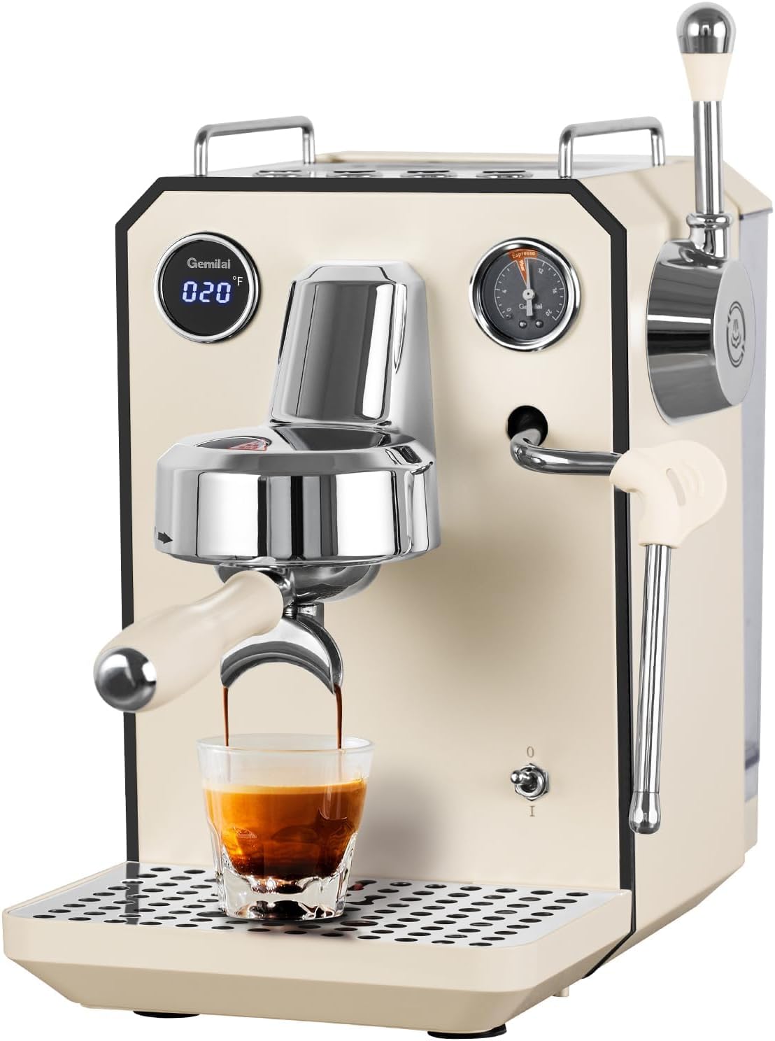 Owl Espresso Machine, 15 Bar Professional Semi-Automatic Espresso Maker with Milk Frother Steam Wand, 57oz Removable Water Tank, Dual Display, for