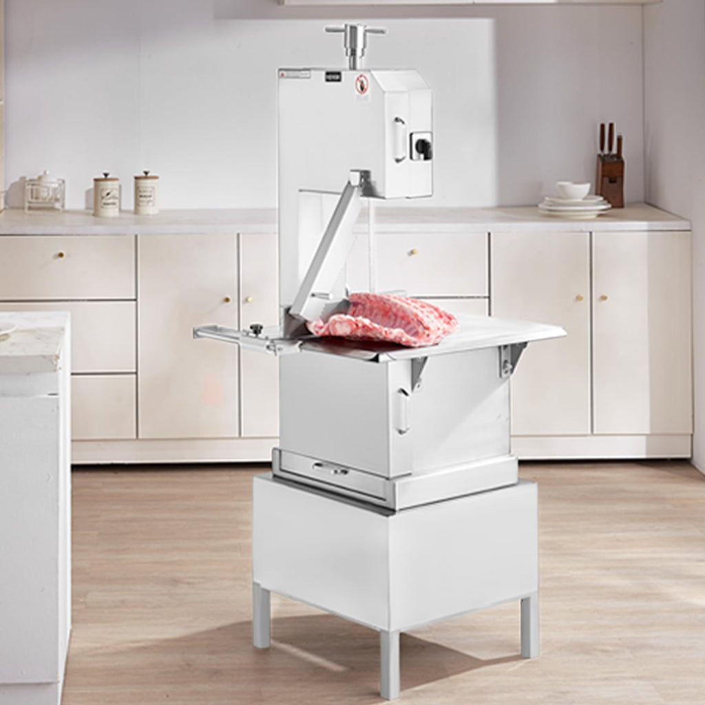 Commercial Electric Meat Bandsaw, 1500W Stainless Steel Countertop Bone Sawing Machine, Workbeach 19.3" x 15", 0.16-7.9 Inch Cutting Thickness