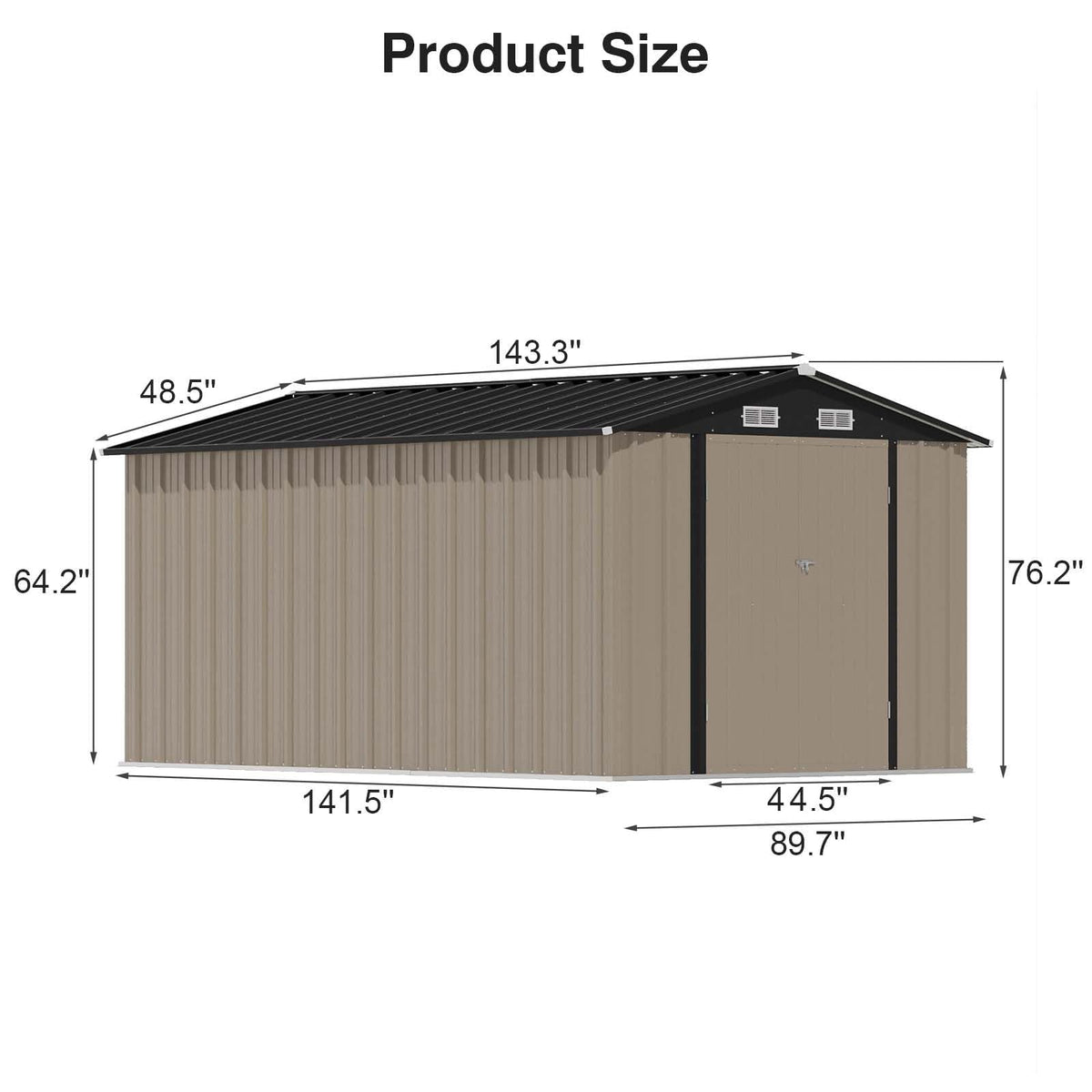 Patiowell 10 x 12 FT Metal Storage Shed for Outdoor, Steel Yard Shed with Design of Lockable Doors, Utility and Tool Storage for Garden, Backyard