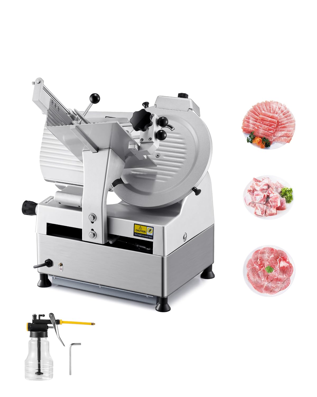 VEVOR Commercial Meat Slicer, 10 inch Electric Food Slicer, 240W Frozen Meat Deli Slicer, Premium Chromium-plated Steel Blade Semi-Auto Meat Slicer