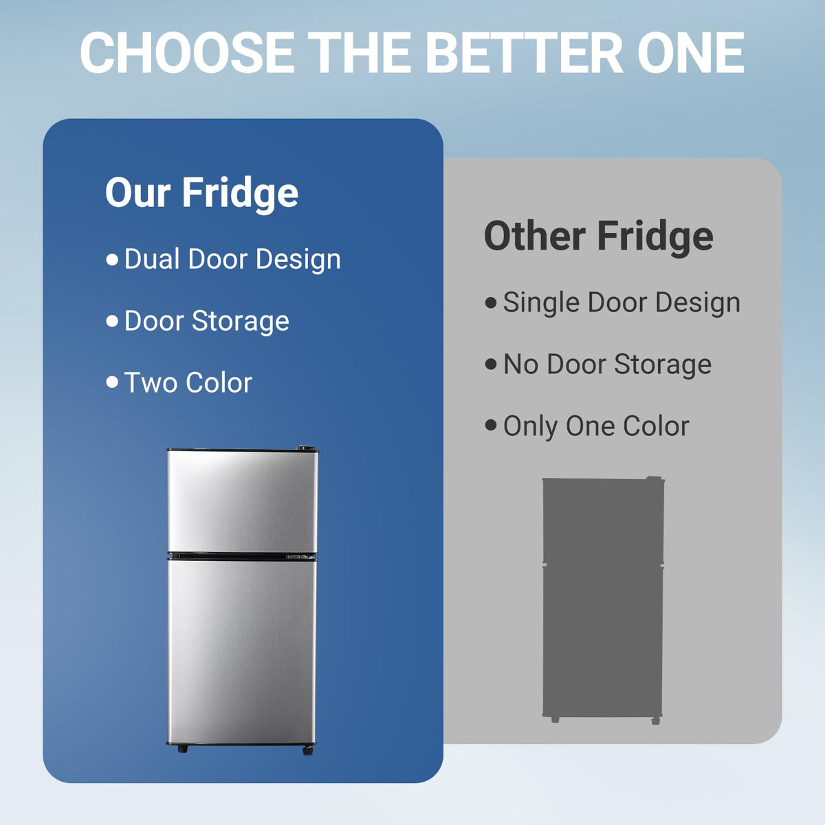 3.3 Cu. Ft. Mini Fridge with Freezer, Compact Refrigerator with Adjustable 7-Level Thermostat, Dorm Fridge for Kichen, RV, Office, Apartment, Black