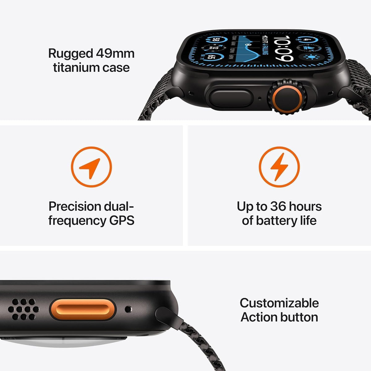 Apple Watch Ultra 2 (GPS + Cellular, 49MM) - Black Titanium Case with Black Ocean Band (Renewed Premium)