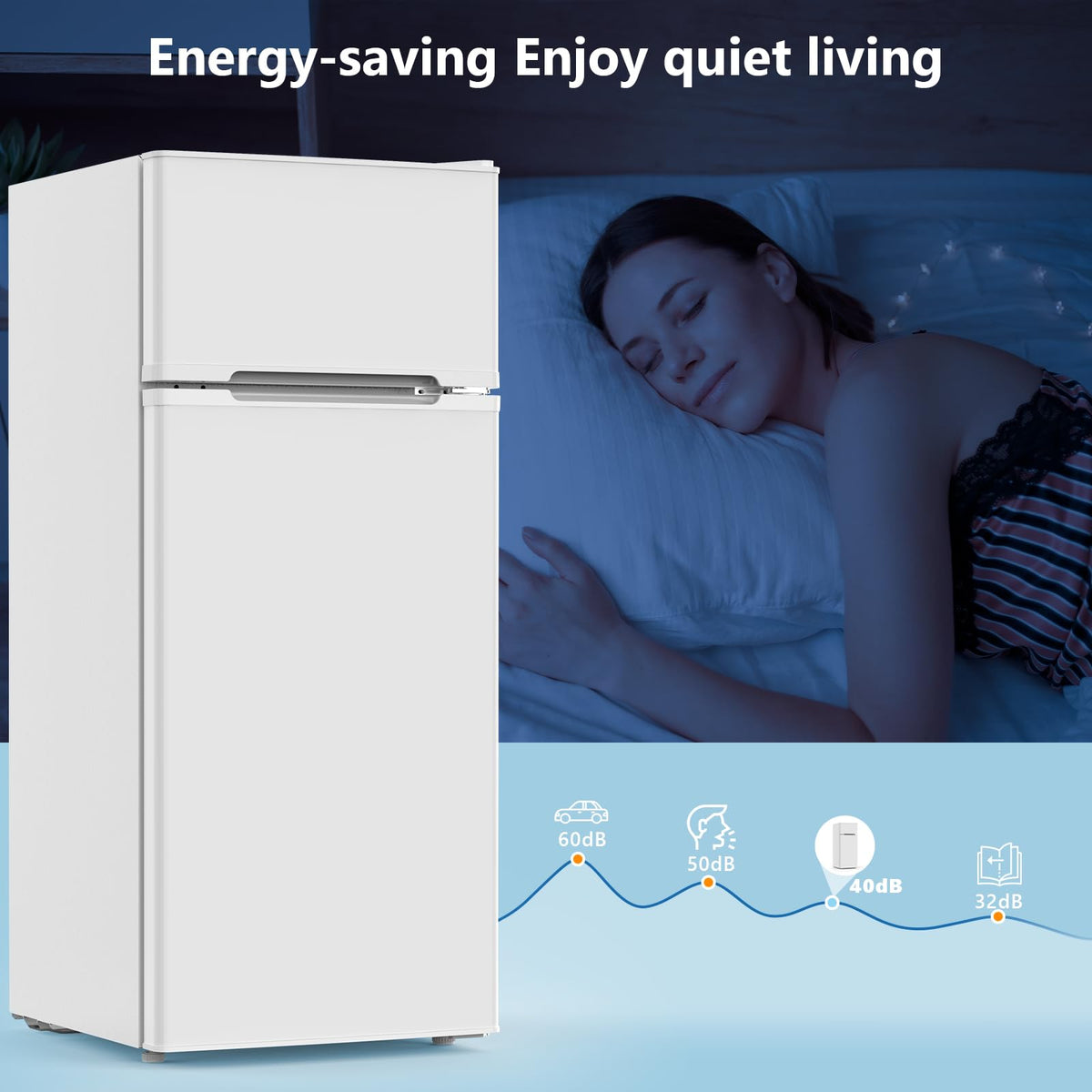 4.5 Cu.Ft Mini Fridge with Freezer, 2 Door Compact Refrigerator, Small Fridge with Adjustable Thermostat Energy Ultra Quiet, Mini Fridge Removable