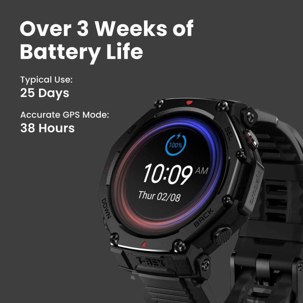 Amazfit T-Rex 3 Pro Outdoor Smart Watch 48mm Sapphire AMOLED Display, Ti Bezel, Dual Band GPS, Offline Maps, 25 Days Battery, Built-in Flashlight, 10