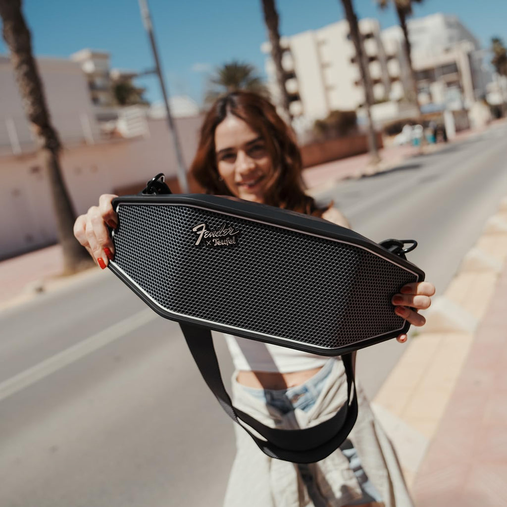 Fender x Teufel ROCKSTER CROSS Portable Wireless Bluetooth Speaker C Rugged, Waterproof, 16 Hours of Battery, Powerful Stereo Sound, Subwoofer, Built