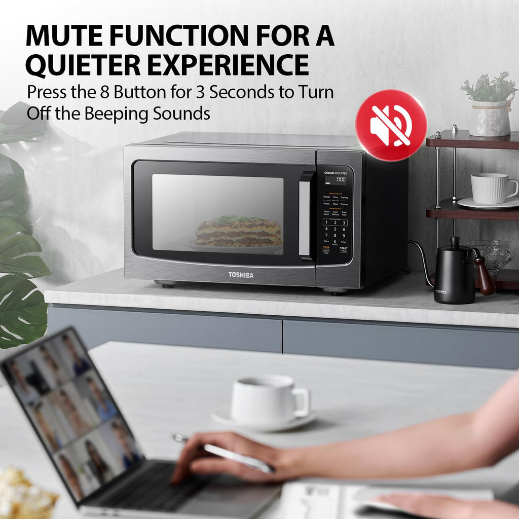 TOSHIBA Air Fryer Combo 8-in-1 Countertop Microwave Oven, with Convection, Broil, Odor Removal Mode, 12.4" Position Memory Turntable, Child-Lock, 1.0