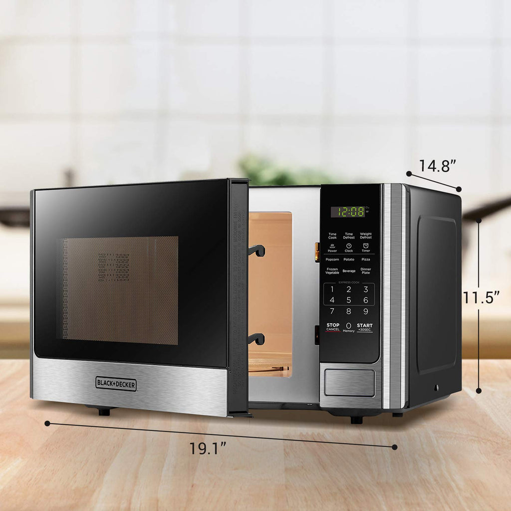 BLACK+DECKER EM044KB19 Over The Range Microwave Oven with One Touch, 1000 Watts, 400 CFM and Auto Cooking, OTR 1.9 Cu.ft