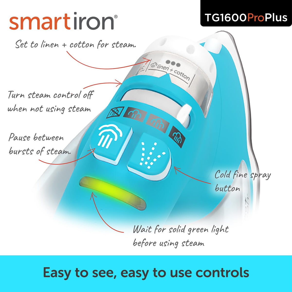 oliso TG1600 ProPlus Smart Iron with Auto-Lift C 1800 Watt Steam Iron for Clothes, Sewing, Quilting & Crafting C Diamond Ceramic-Flow Soleplate