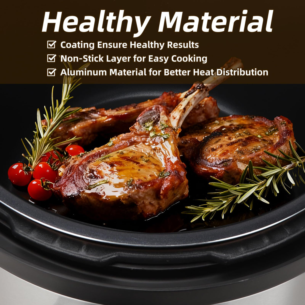 26.4QT Commercial Electric Pressure Cooker,208-240V 2500W Large Stainless Steel Pressure Cooker,9 in 1 Multicooker Slow Cooker With LED,Not Stick