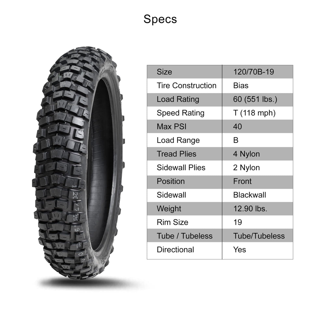 Tusk 2Track Adventure Motorcycle Tire Set ¨C 90/90-21 Front & 130/80-17 Rear ¨C Dual-Sport Off-Road Tires