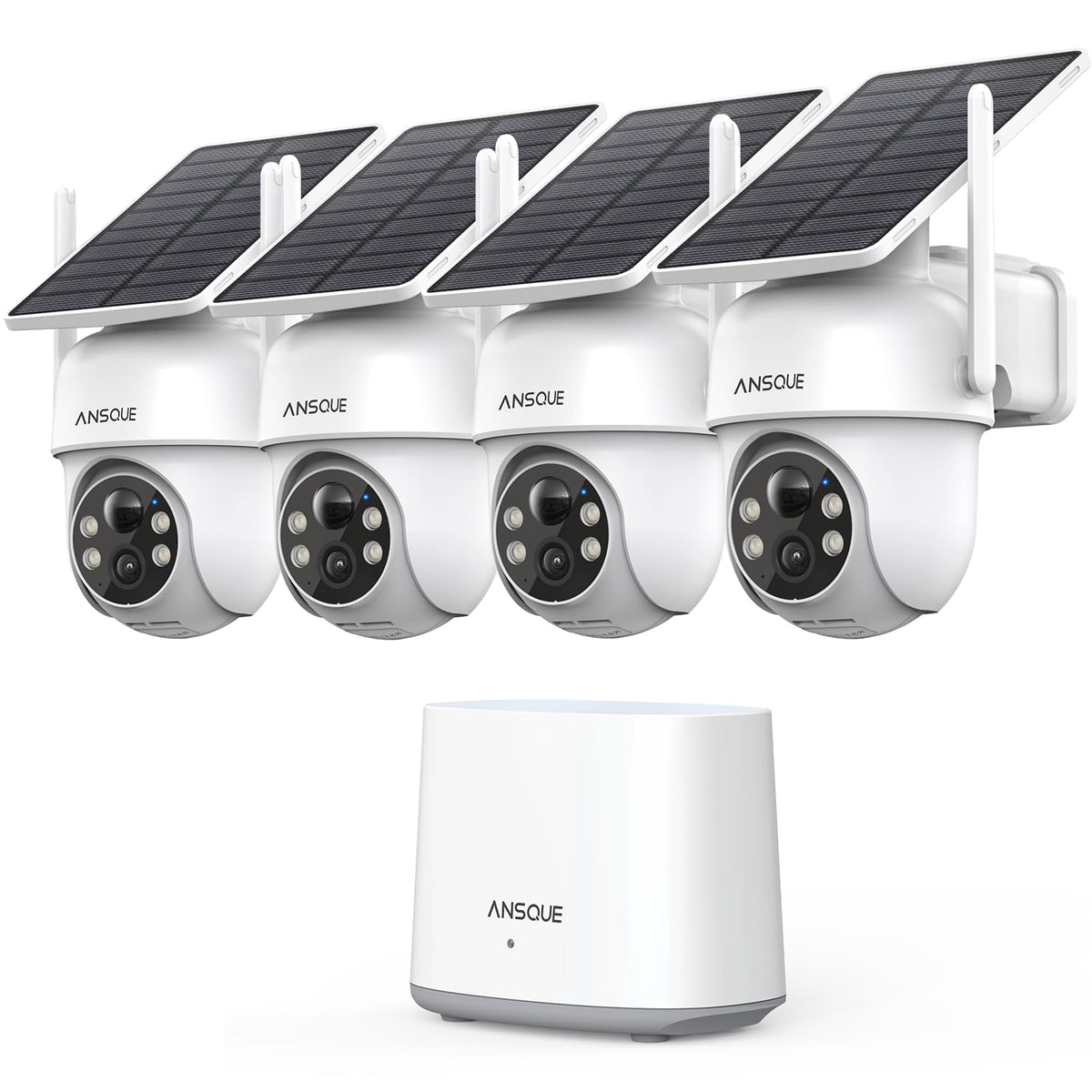 Security Cameras Wireless Outdoor Home System, 4 Camera Kit, No Subscription Fees, Solar Powered, Local Storage, 365-Day Battery Life, 360PTZ