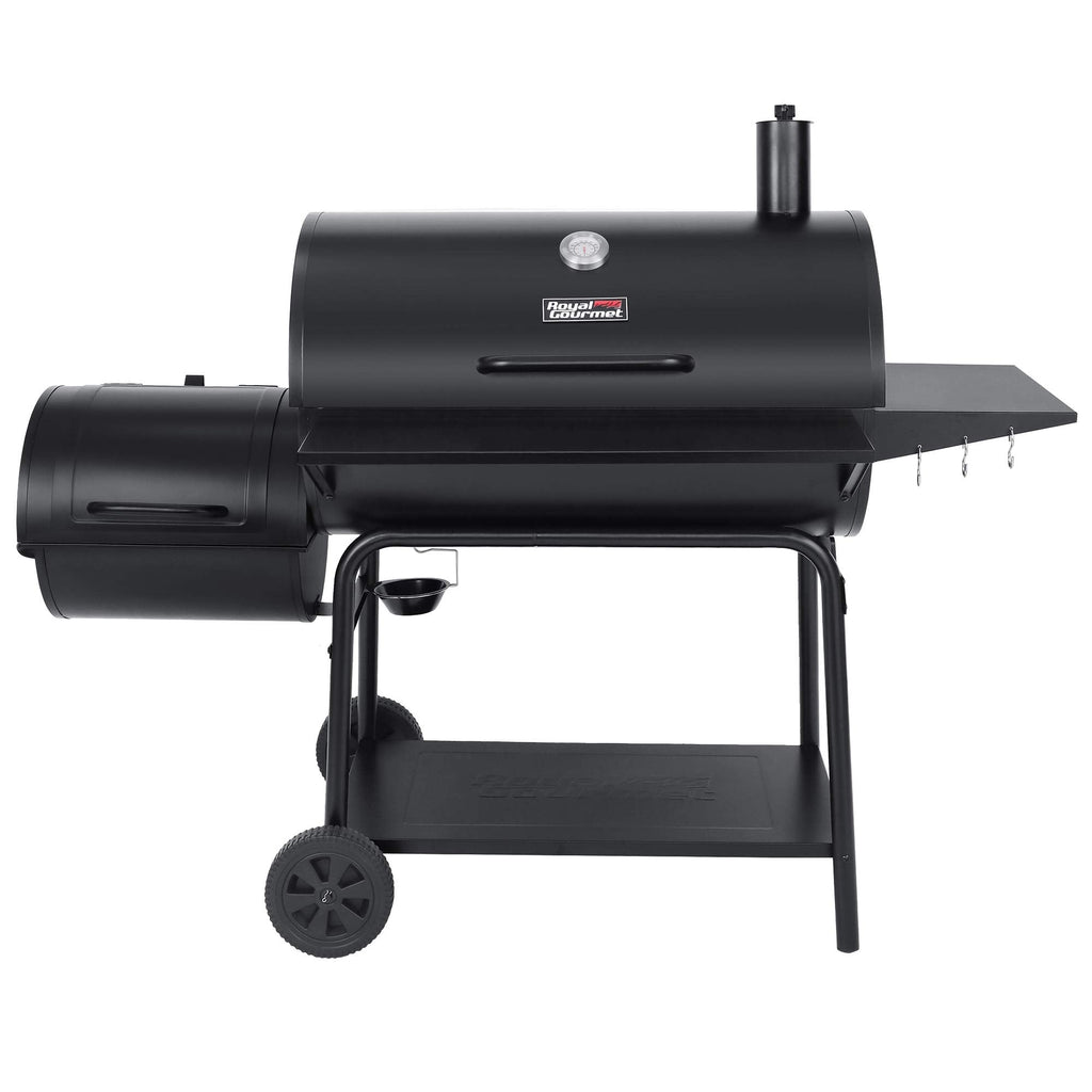Royal Gourmet CC2036F Barrel Charcoal Grill with Offset Smoker, Outdoor BBQ Grill with 1200 Sq. In. Grilling Area for Large Event Gathering, Black