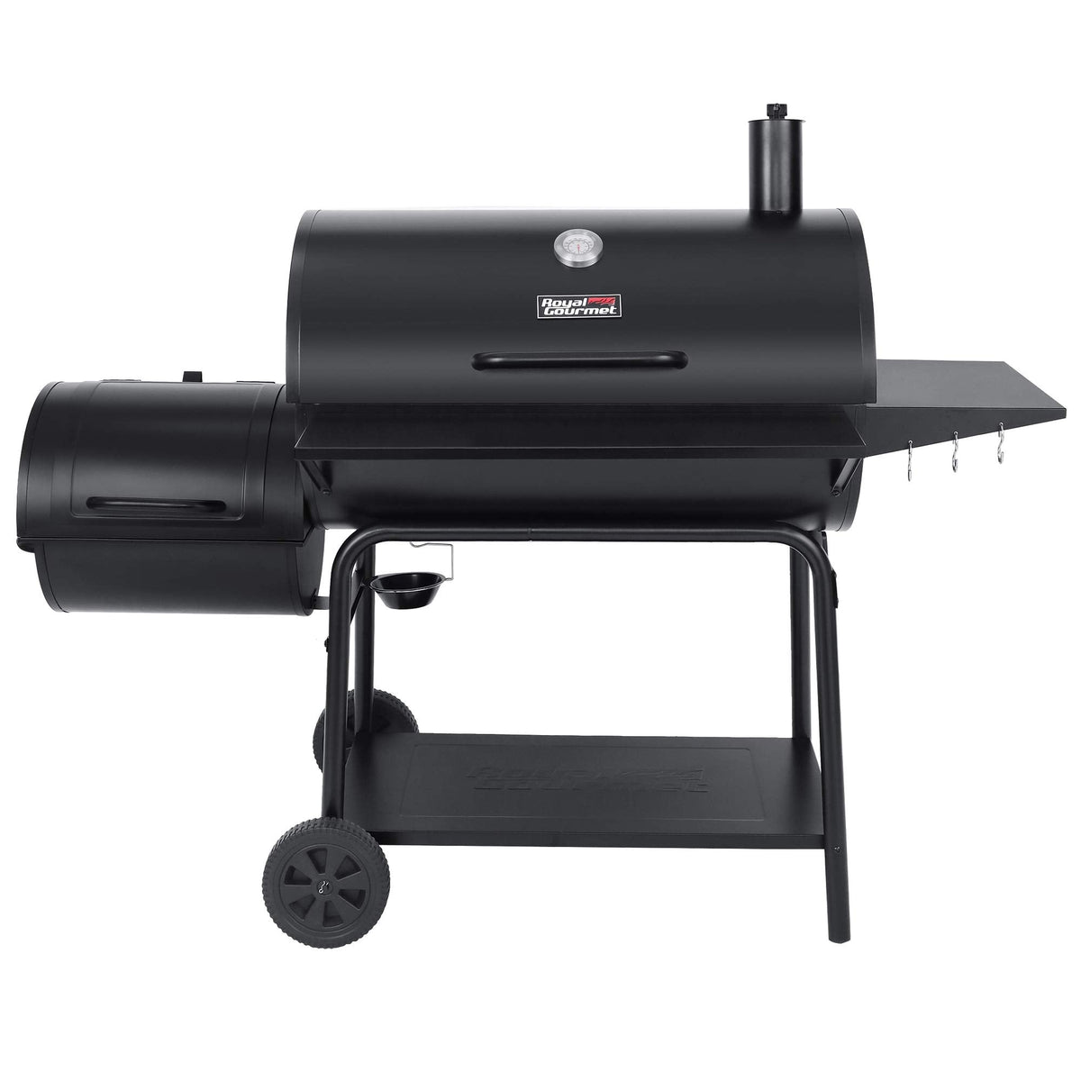 Royal Gourmet CC2036F Barrel Charcoal Grill with Offset Smoker, Outdoor BBQ Grill with 1200 Sq. In. Grilling Area for Large Event Gathering, Black