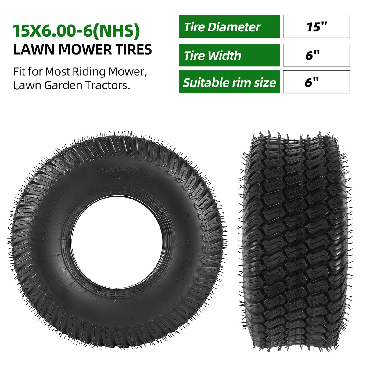 AR-PRO (2 Pack) 20x8.00-8 Lawn Mower Turf Tires, Tubeless, No Rims