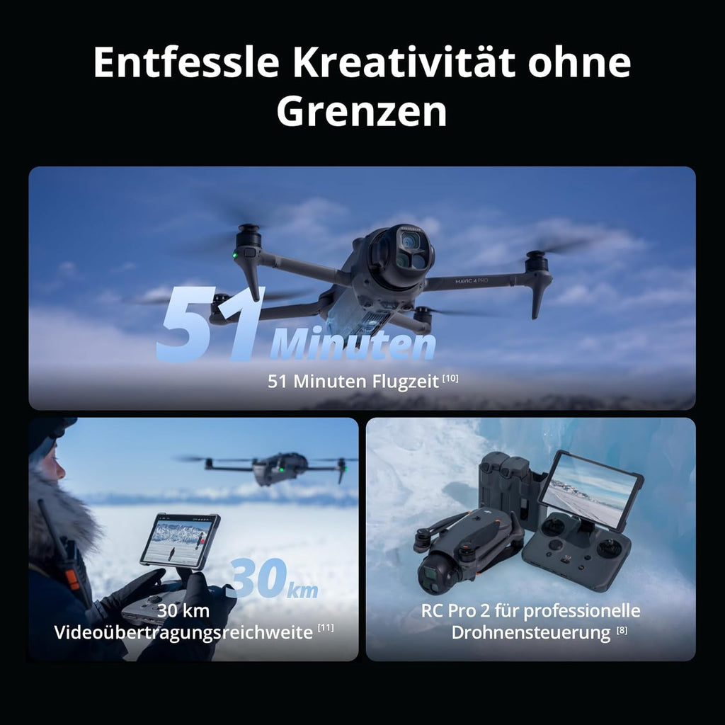 DJI Mavic 4 Pro Fly More Combo with DJI RC 2, Flagship Tri-Camera Drone with 100MP 4/3 CMOS Hasselblad Camera, 30km/18.6mi Video Transmission, 51-Min