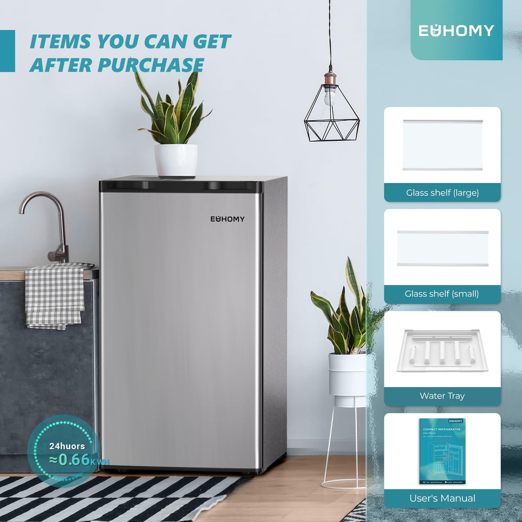 EUHOMY 7.4 Cu.Ft. Refrigerator with Freezer, 2 Door Fridge, Large Capacity,Adjustable Thermostat, Refrigerator for Kitchen/Dorm/Apartment/Garage