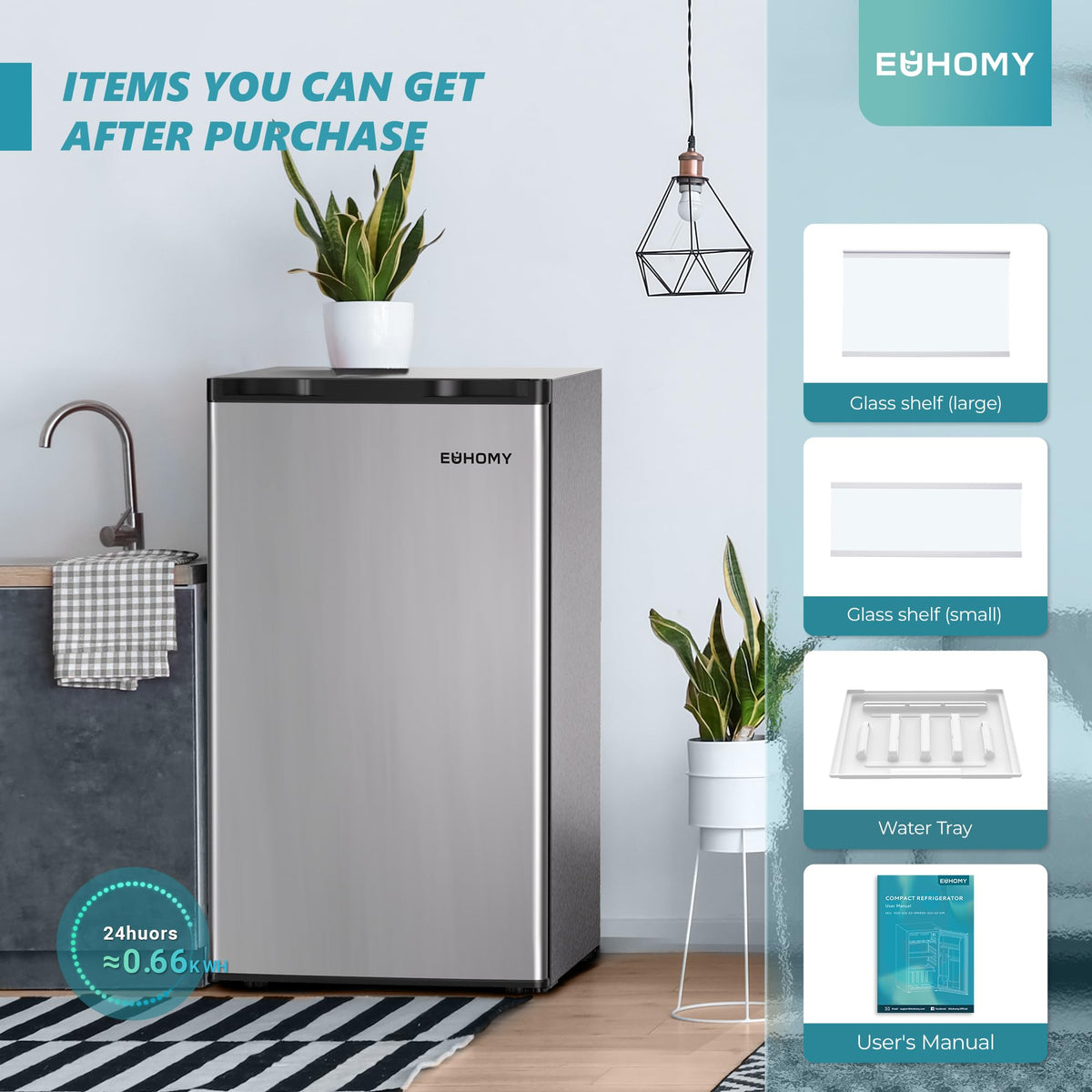 EUHOMY 7.4 Cu.Ft. Refrigerator with Freezer, 2 Door Fridge, Large Capacity,Adjustable Thermostat, Refrigerator for Kitchen/Dorm/Apartment/Garage