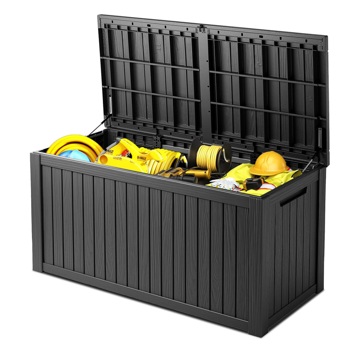 Mersco 320 Gallon Double-Wall Resin Deck Box - Lockable Waterproof Outdoor Storage Box, 1000lbs Capacity & Doubles as Seating for Patio Furniture