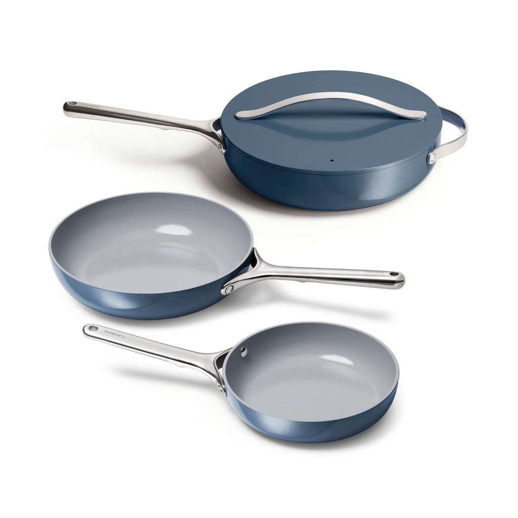 Caraway 4-Piece Fry Pan Set - Non-Stick Frying Pans (10.5 & 8) & Non-Stick Saut Pan - Non Toxic, PTFE & PFOA Free - Oven Safe & Compatible with