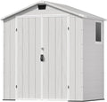 Patiowell 6X4 FT Outdoor Storage Shed, Plastic Tool Sheds with Lockable Door and Window, Weather-Resistant Garden Shed with Floor for Backyard, Patio