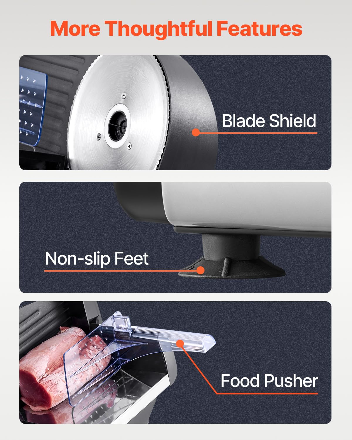 VEVOR Commercial Meat Slicer, 10 inch Electric Food Slicer, 240W Frozen Meat Deli Slicer, Premium Chromium-plated Steel Blade Semi-Auto Meat Slicer